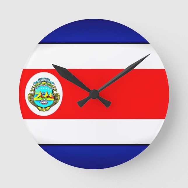 Stylised Costa Rica Flag Round Clock (Front)
