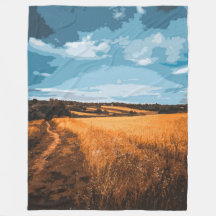 Stylised Countryside Road Golden Summer