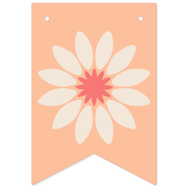 Stylised Cream Daisy on Peach Bunting Banner (First Flag)