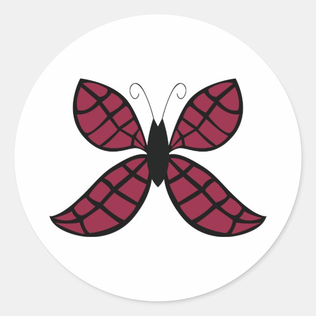 Stylised Crimson Butterfly  Classic Round Sticker (Front)