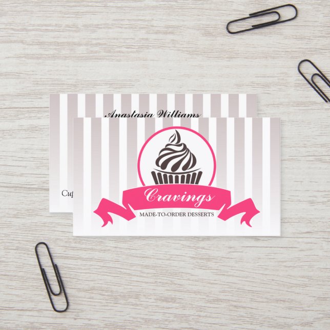 Stylised Cupcake Bakery Business Card (Front/Back In Situ)