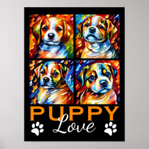 Stylised Cute Puppies Poster