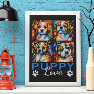Stylised Cute Puppies Poster