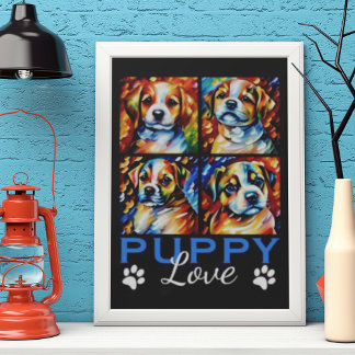 Stylised Cute Puppies Poster