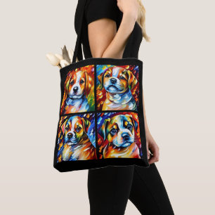 Stylised Cute Puppies Tote Bag