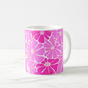 Stylised daisy digital pattern - pink coffee mug