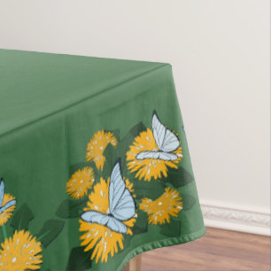 Stylised Dandelion Butterflies Yellow & Green Tablecloth