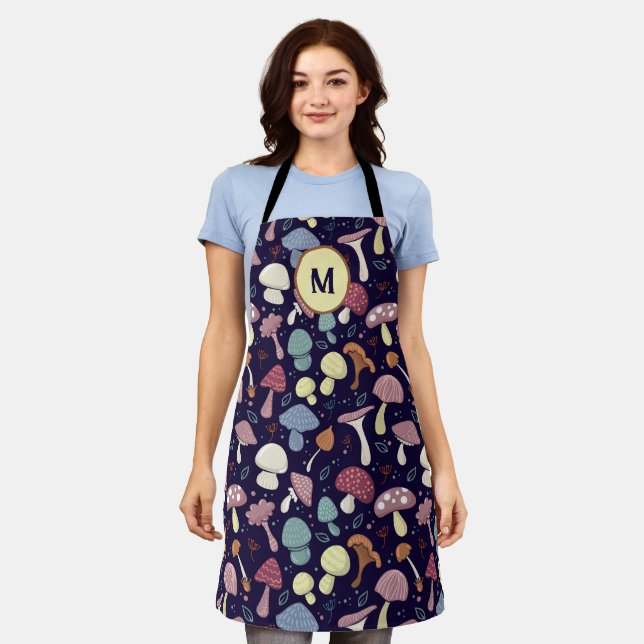 Stylised Dark Forest Mushroom Custom Apron (Worn)