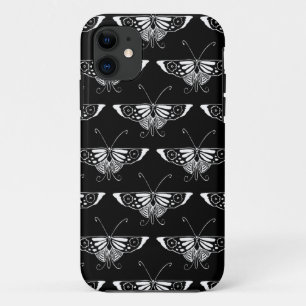 Stylised Deco butterfly - black and white iPhone 11 Case