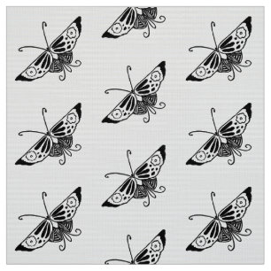 Stylised Deco Butterfly, Black and White Fabric