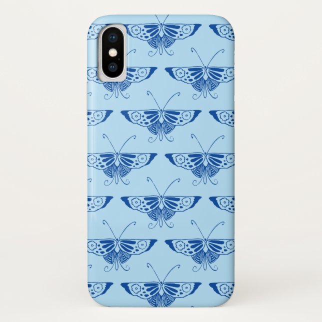Stylised Deco butterfly  - cobalt and pale blue Case-Mate iPhone Case (Back)