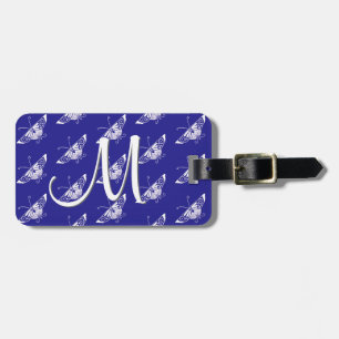 Stylised Deco butterfly - cobalt blue Luggage Tag