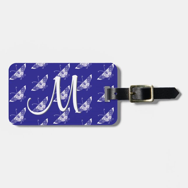 Stylised Deco butterfly  - cobalt blue Luggage Tag (Front Horizontal)