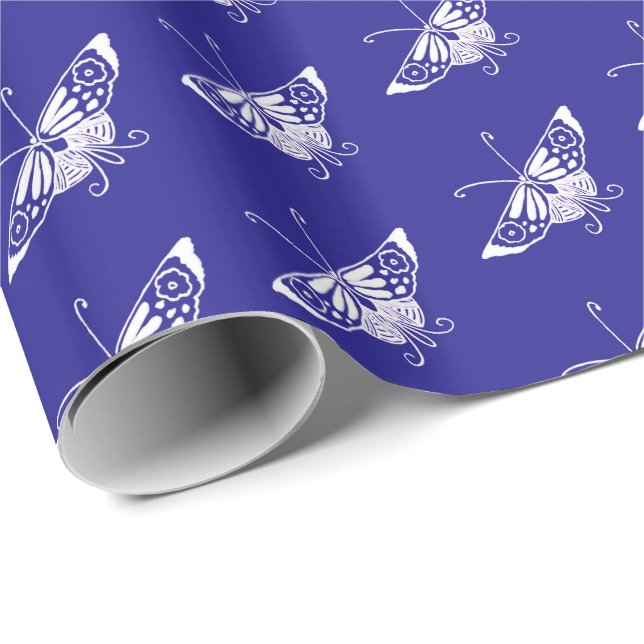 Stylised Deco butterfly  - cobalt blue Wrapping Paper (Roll Corner)