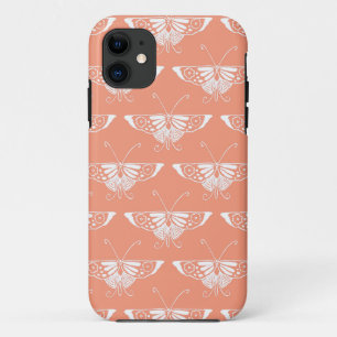 Stylised Deco butterfly - coral orange iPhone 11 Case