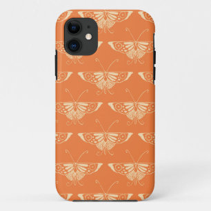 Stylised Deco butterfly  - coral orange iPhone 11 Case