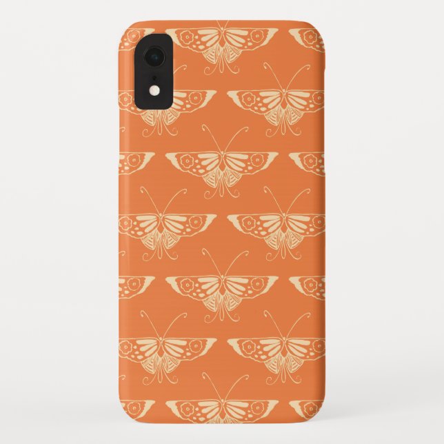 Stylised Deco butterfly  - coral orange Case-Mate iPhone Case (Back)