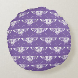 Stylised Deco butterfly - dusty lilac Round Cushion