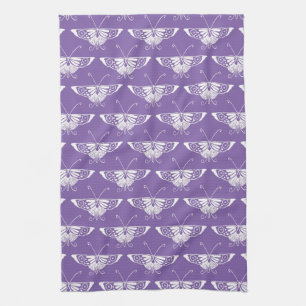Stylised Deco butterfly  - dusty lilac Tea Towel