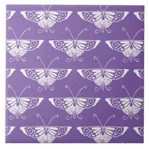 Stylised Deco butterfly - dusty lilac Tile