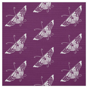 Stylised Deco Butterfly, Eggplant Purple Fabric