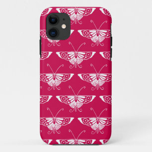 Stylised Deco butterfly  - fuchsia pink iPhone 11 Case
