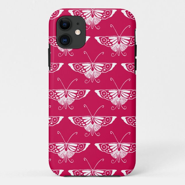 Stylised Deco butterfly  - fuchsia pink Case-Mate iPhone Case (Back)