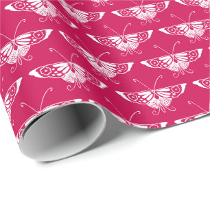 Stylised Deco butterfly - fuchsia pink Wrapping Paper