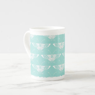 Stylised Deco butterfly - ice blue Bone China Mug