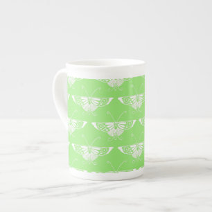 Stylised Deco butterfly  - lime green Bone China Mug