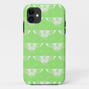 Stylised Deco butterfly - lime green iPhone 11 Case
