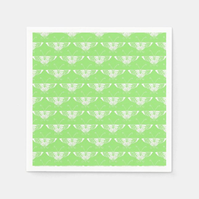 Stylised Deco butterfly  - lime green Napkin (Front)