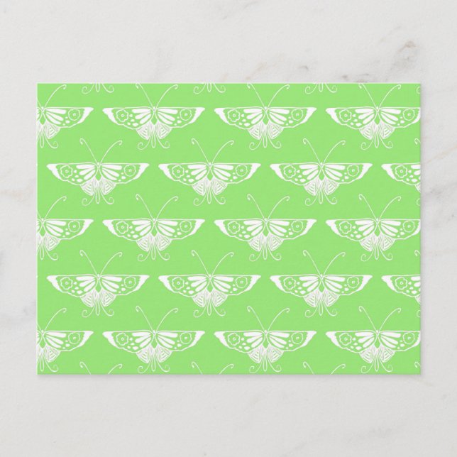 Stylised Deco butterfly  - lime green Postcard (Front)