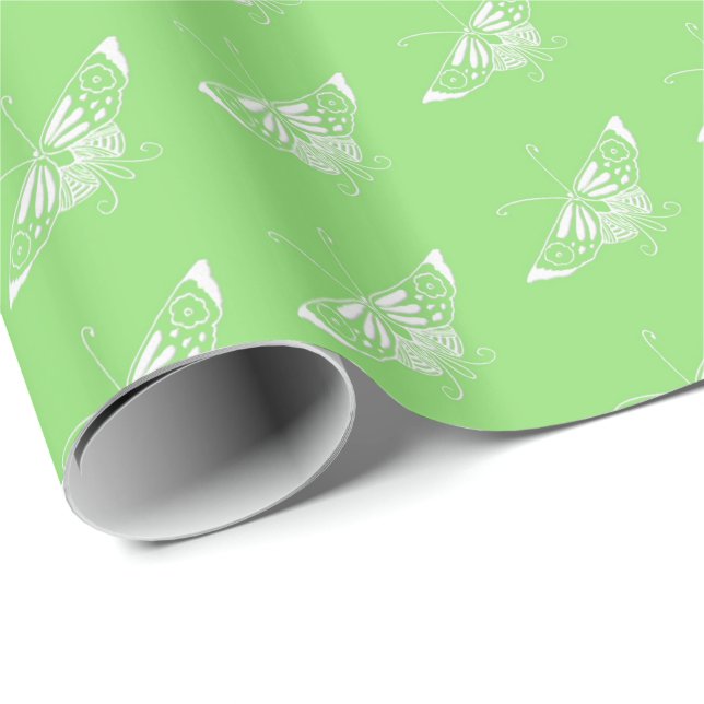 Stylised Deco butterfly  - lime green Wrapping Paper (Roll Corner)