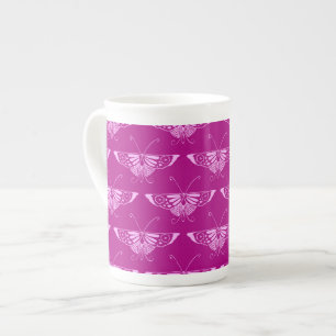 Stylised Deco butterfly - magenta and pink Bone China Mug