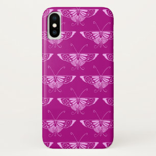 Stylised Deco butterfly  - magenta and pink iPhone X Case