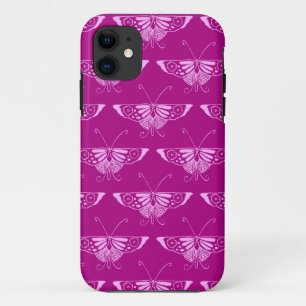 Stylised Deco butterfly - magenta and pink iPhone 11 Case