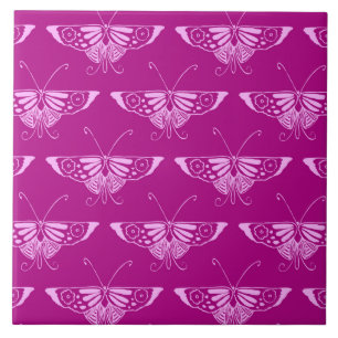 Stylised Deco butterfly  - magenta and pink Tile