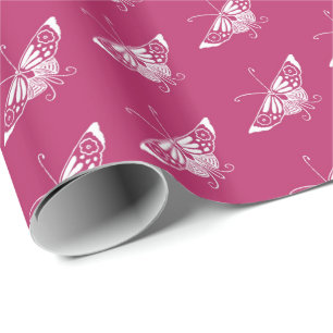 Stylised Deco butterfly  - magenta Wrapping Paper