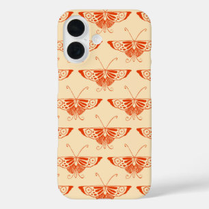 Stylised Deco butterfly - mandarin orange iPhone 16 Case