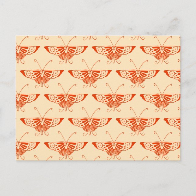 Stylised Deco butterfly  - mandarin orange Postcard (Front)