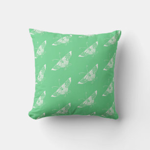 Stylised Deco butterfly - mint green Cushion