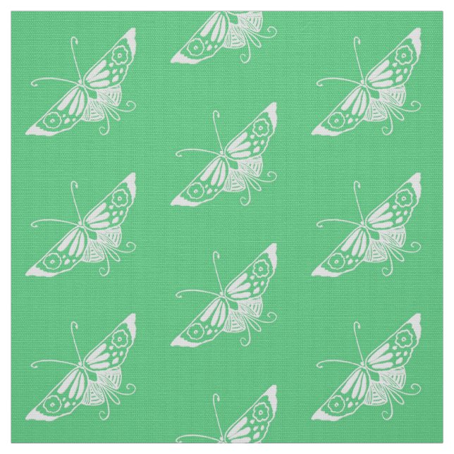 Stylised Deco Butterfly, Mint Green Fabric (Swatch)
