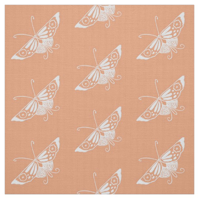 Stylised Deco Butterfly, Pastel Peach Fabric (Swatch)