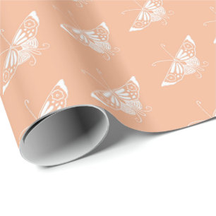 Stylised Deco butterfly  - peach Wrapping Paper