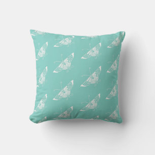 Stylised Deco butterfly - robin's egg blue Cushion