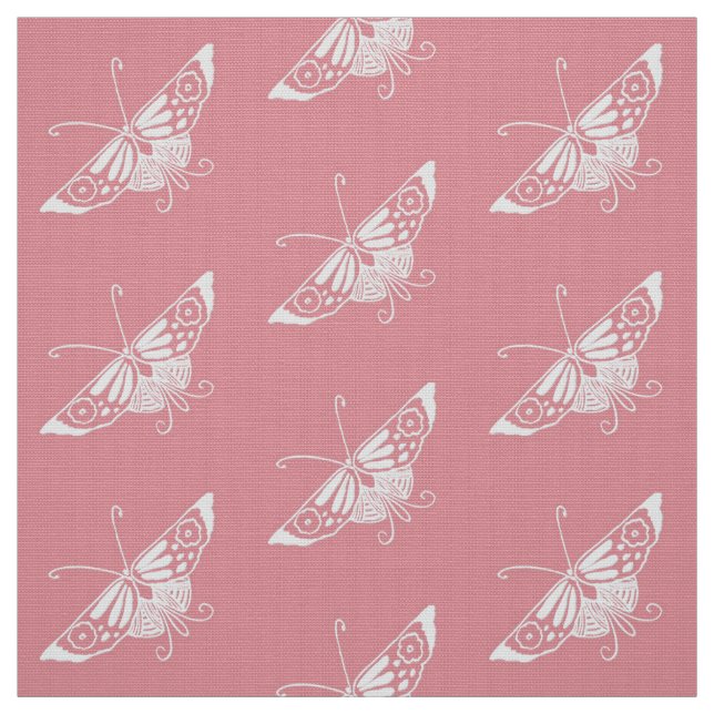 Stylised Deco Butterfly, Shell Pink Fabric (Swatch)