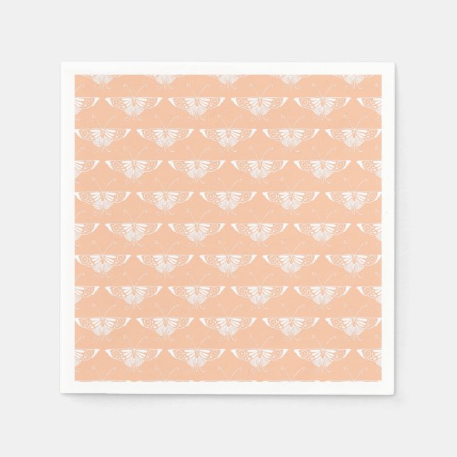 Stylised Deco butterfly  - soft peach Napkin (Front)