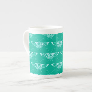 Stylised Deco butterfly  - turquoise and aqua Bone China Mug