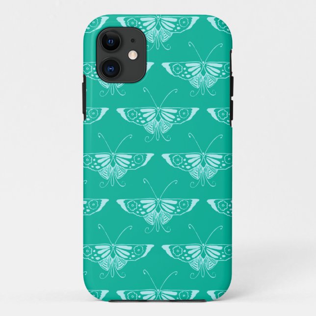 Stylised Deco butterfly  - turquoise and aqua Case-Mate iPhone Case (Back)